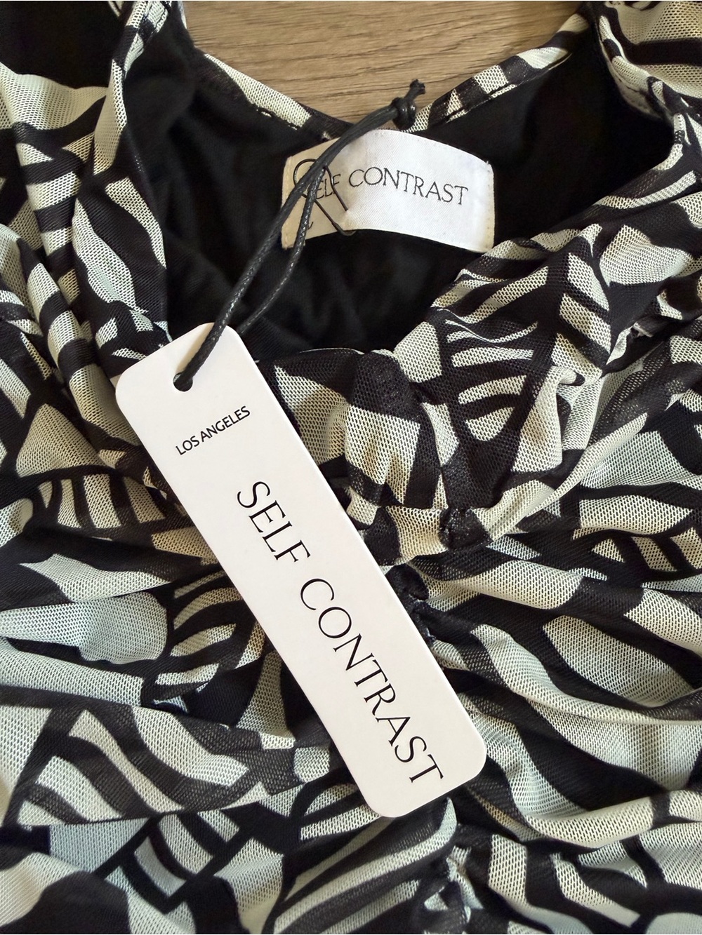 NWT SELF CONTRASR Black & White Printed Fit-and-Flare Dress Size Medium - Picture 3 of 8